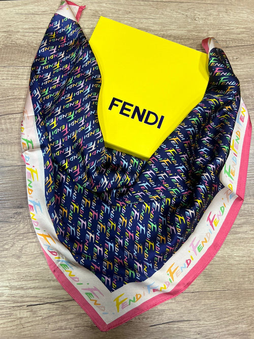 Fendi navy summer scarf 70cm square