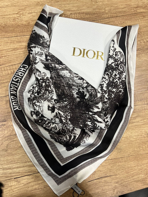 Dior black summer scarf 70cm square