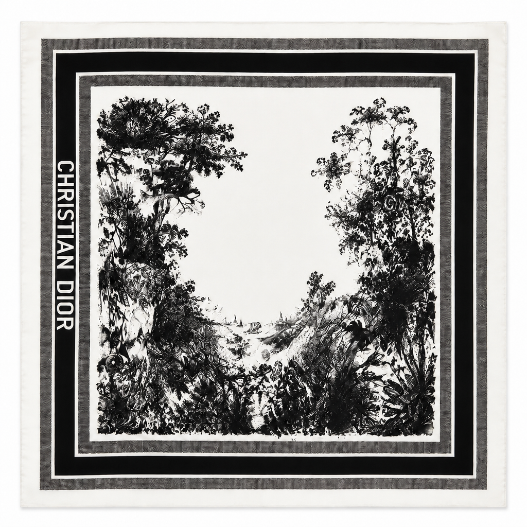Dior black summer scarf 70cm square