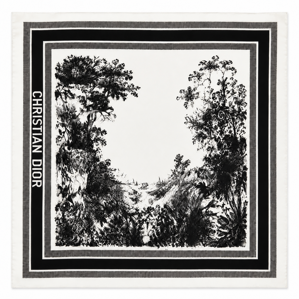 Dior black summer scarf 70cm square