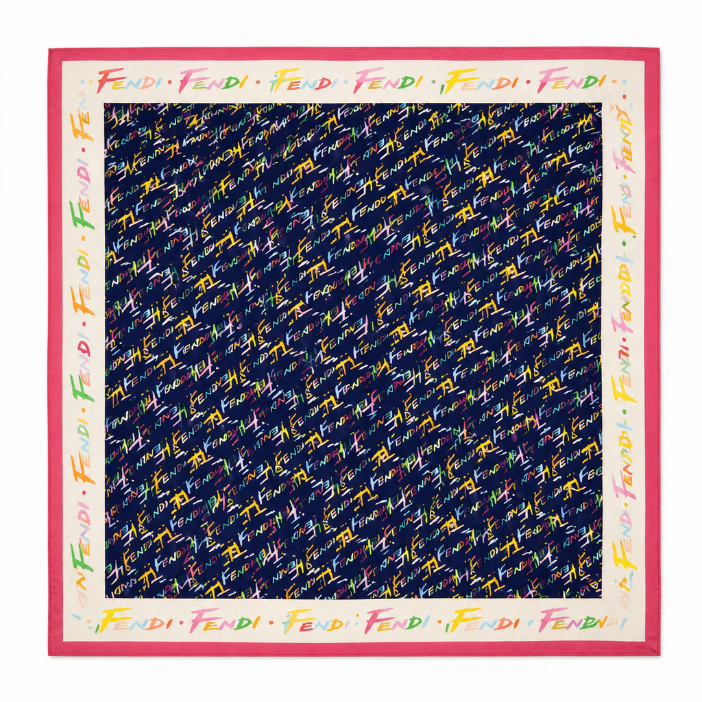 Fendi navy summer scarf 70cm square
