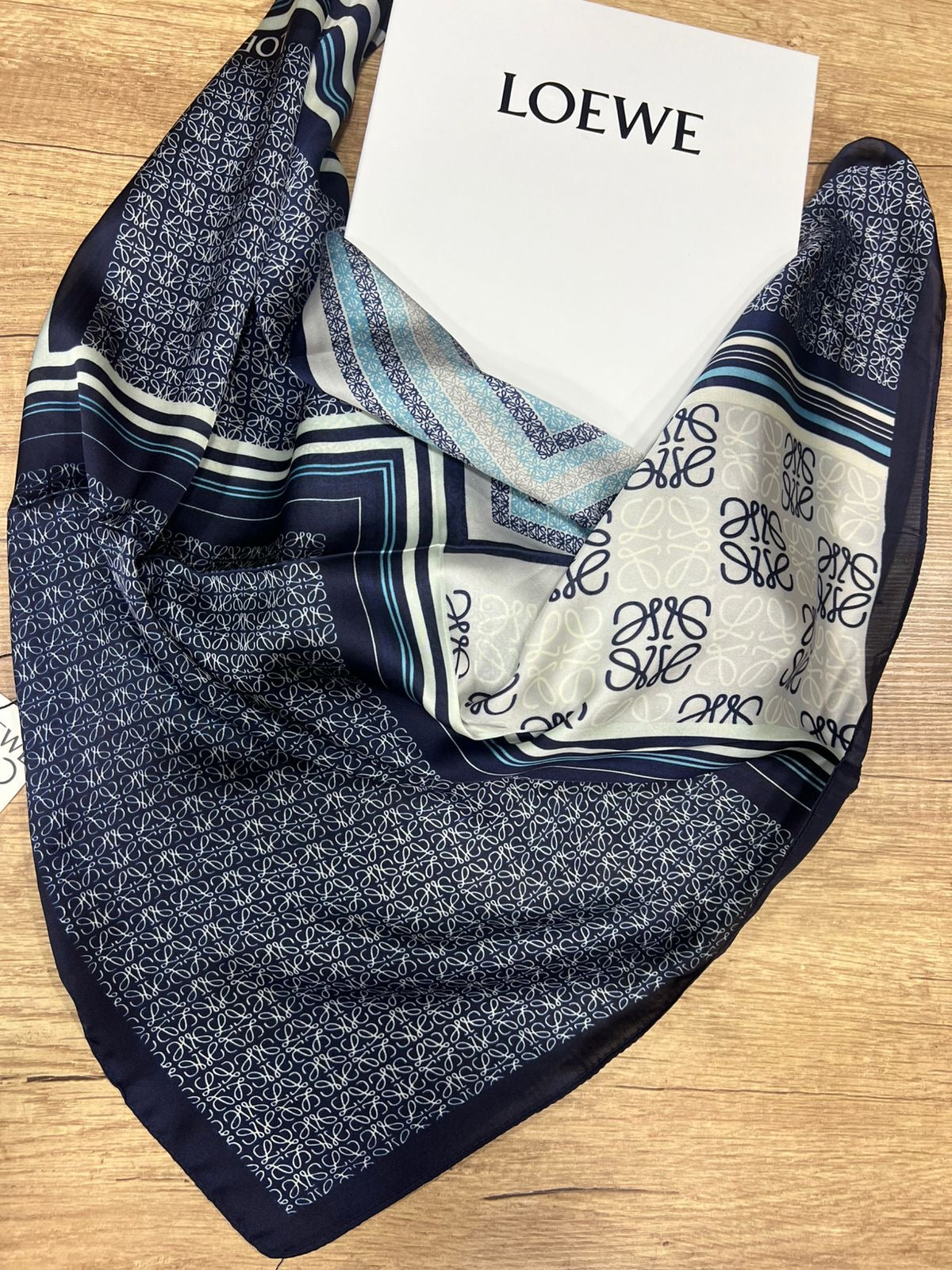 Loewe navy summer scarf 70cm square